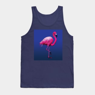 Striking Pink Flamingo on blue Tank Top